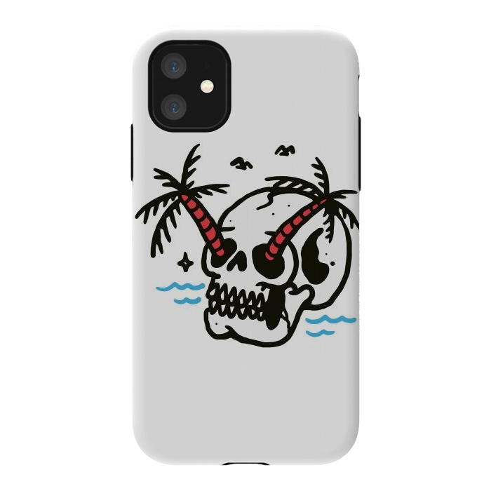 iPhone 11 StrongFit Skull Coconut Trees by Afif Quilimo