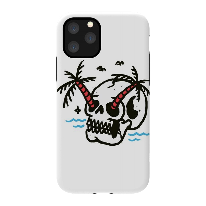 iPhone 11 Pro StrongFit Skull Coconut Trees by Afif Quilimo