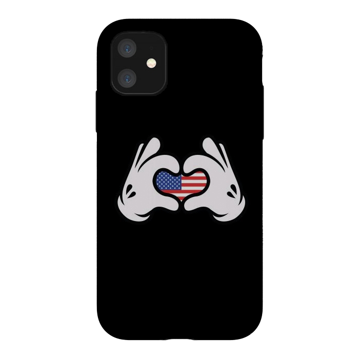 iPhone 11 StrongFit Hand Symbol of Love America by Afif Quilimo