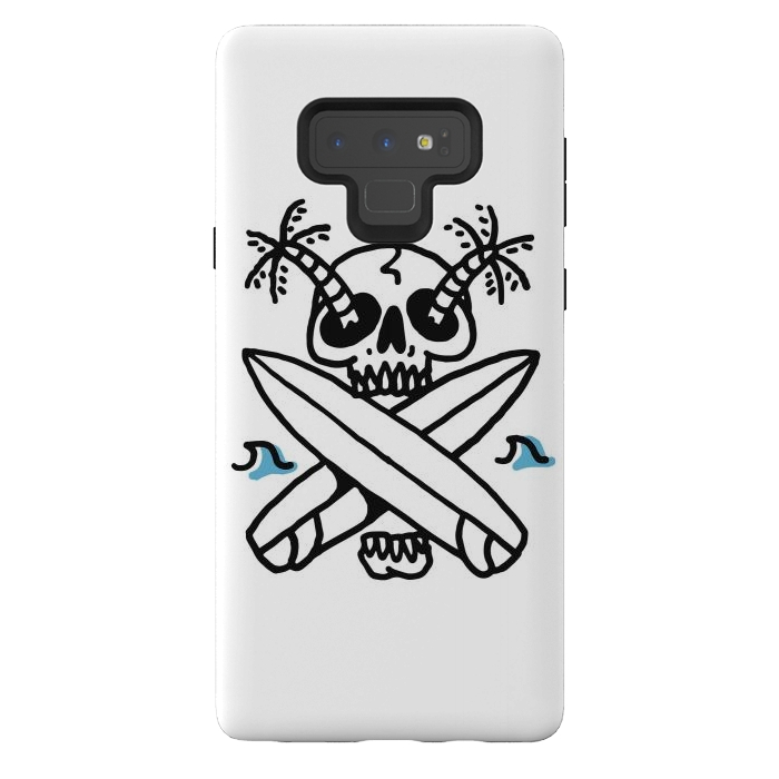Galaxy Note 9 StrongFit Skull Surf Beach by Afif Quilimo