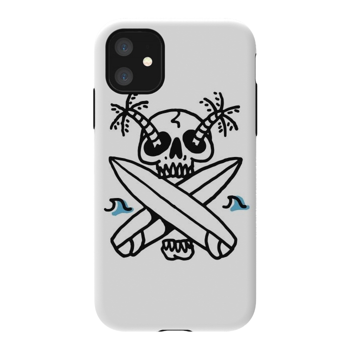 iPhone 11 StrongFit Skull Surf Beach by Afif Quilimo