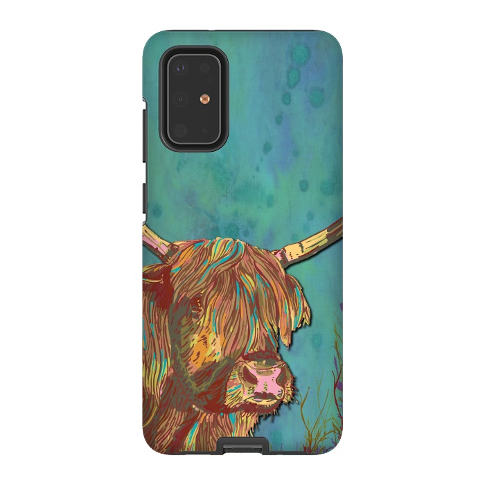 Galaxy S20 Plus StrongFit Highland Cow by Lotti Brown