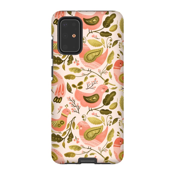 Galaxy S20 Plus StrongFit Peachy Keen Birds by Noonday Design