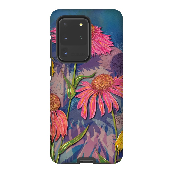 Galaxy S20 Ultra StrongFit Pink Coneflowers by Lotti Brown