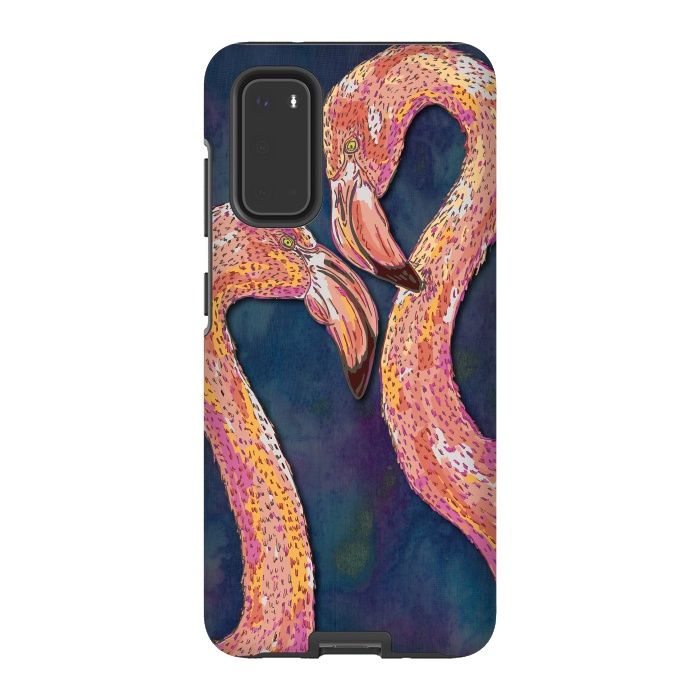 Galaxy S20 StrongFit Pink Flamingos by Lotti Brown
