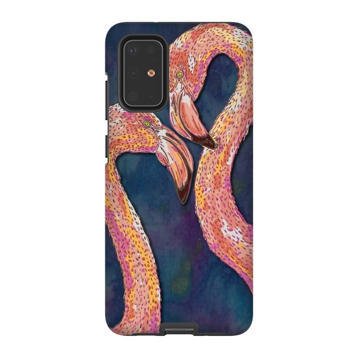 Galaxy S20 Plus StrongFit Pink Flamingos by Lotti Brown