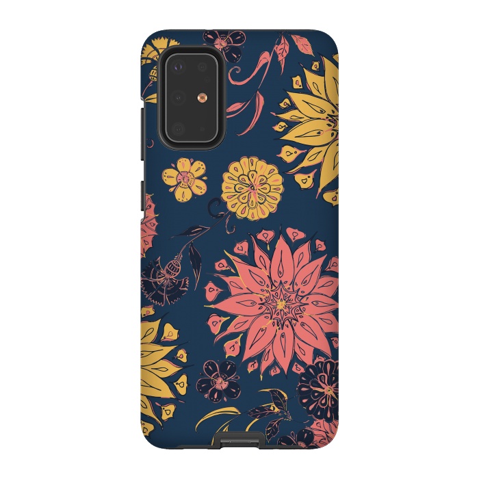 Galaxy S20 Plus StrongFit Multi-Florals - Blue, Pink & Yellow by Lotti Brown