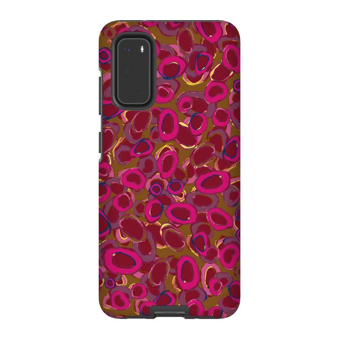 Galaxy S20 StrongFit Bold Circles - Red & Pink by Lotti Brown