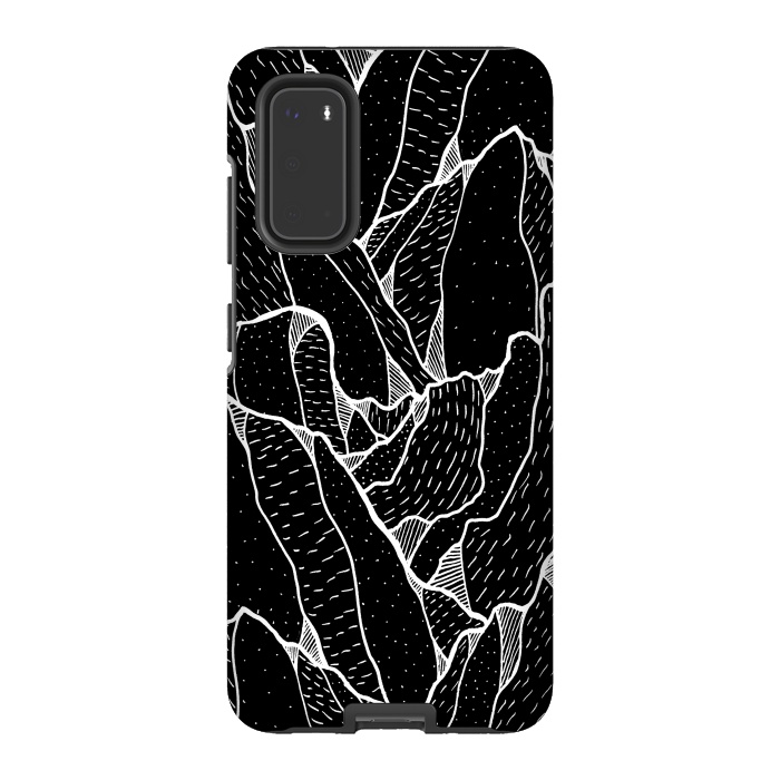 Galaxy S20 StrongFit Black and white pattern hills by Steve Wade (Swade)
