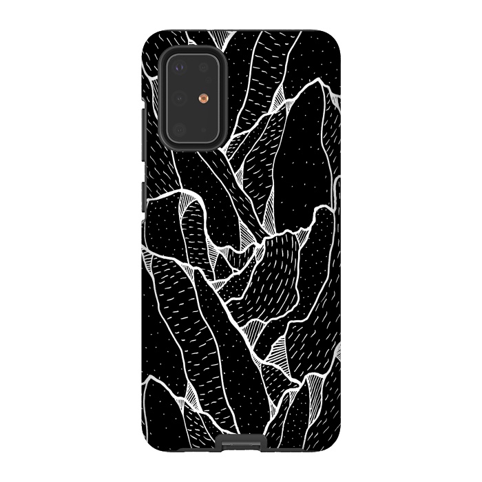 Galaxy S20 Plus StrongFit Black and white pattern hills by Steve Wade (Swade)
