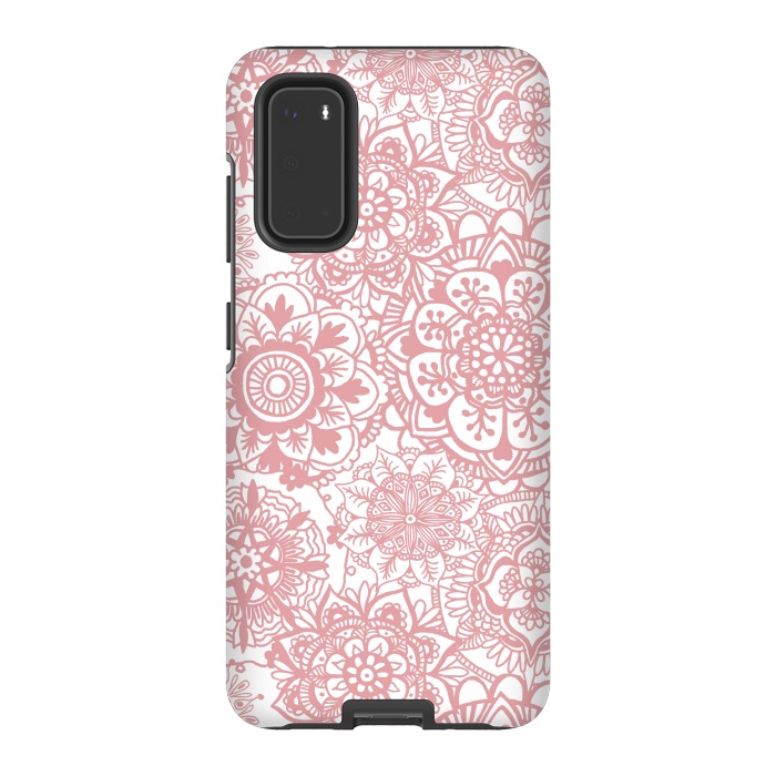 Galaxy S20 StrongFit Light Pink Mandala Pattern by Julie Erin Designs