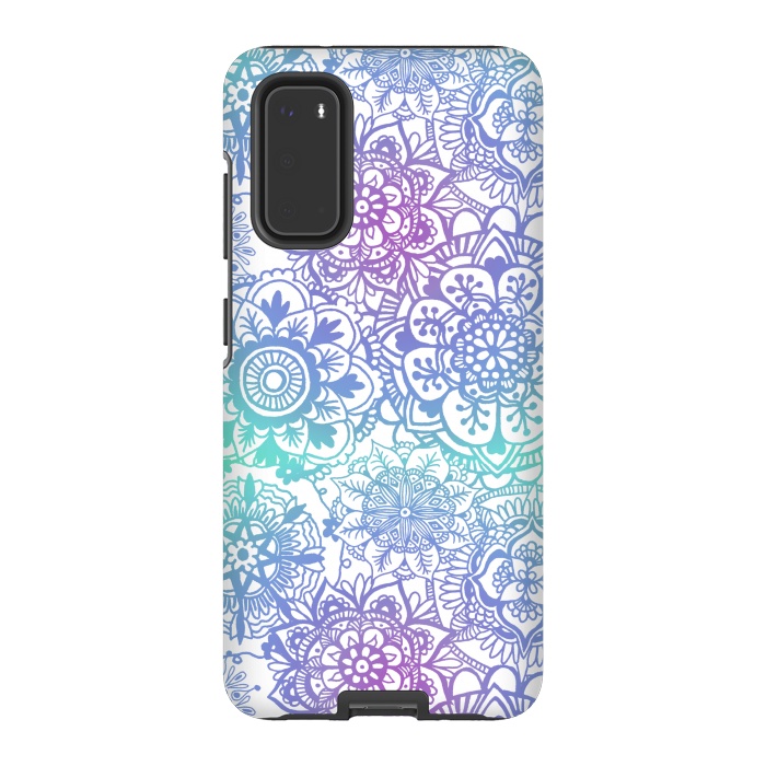 Galaxy S20 StrongFit Pastel Purple and Blue Mandala Pattern by Julie Erin Designs