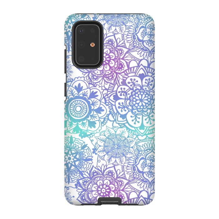 Galaxy S20 Plus StrongFit Pastel Purple and Blue Mandala Pattern by Julie Erin Designs