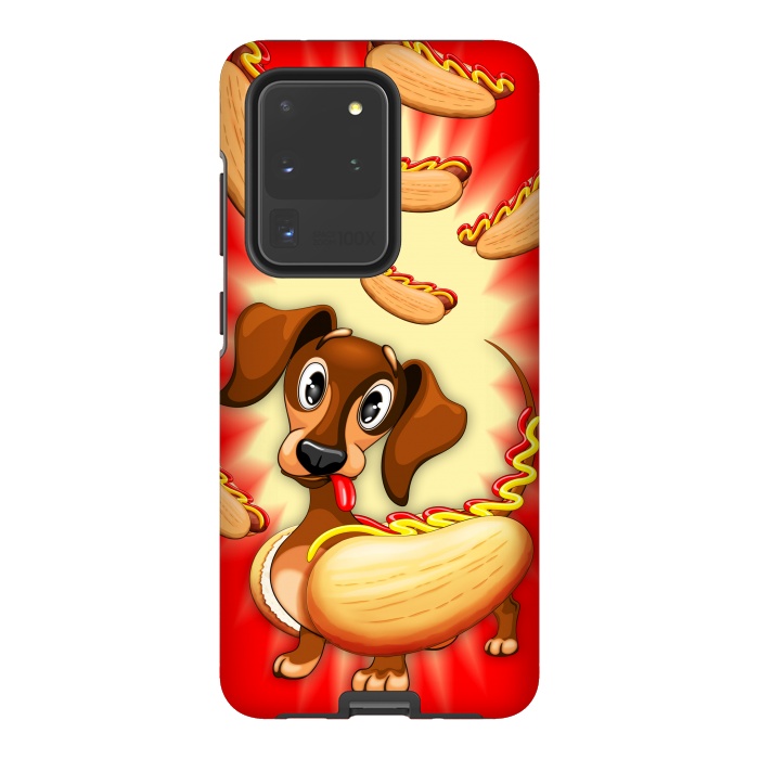 Galaxy S20 Ultra StrongFit Dachshund Hot Dog Cute and Funny Character by BluedarkArt