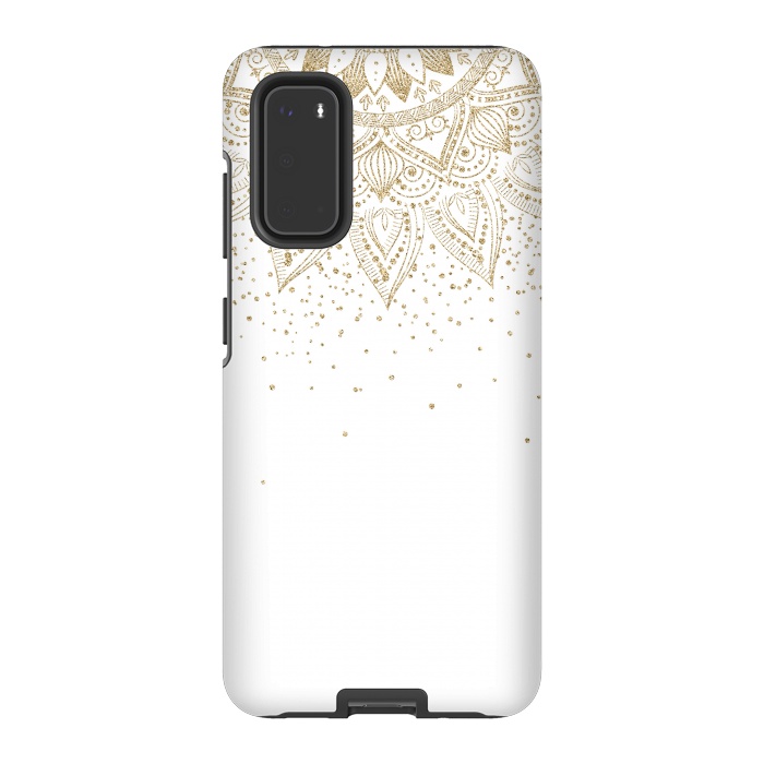 Galaxy S20 StrongFit Elegant Gold Mandala Confetti Design by InovArts
