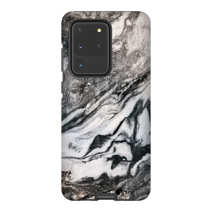 Galaxy S20 Ultra StrongFit White and black Marble by Winston