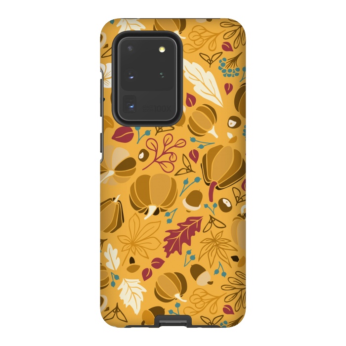 Galaxy S20 Ultra StrongFit Fall Fruits in Mustard and Red by Paula Ohreen