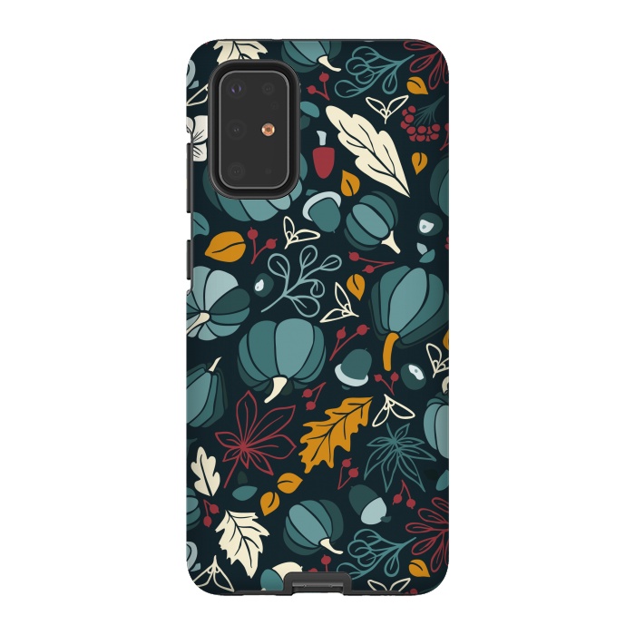 Galaxy S20 Plus StrongFit Fall Fruits in Navy and Red by Paula Ohreen