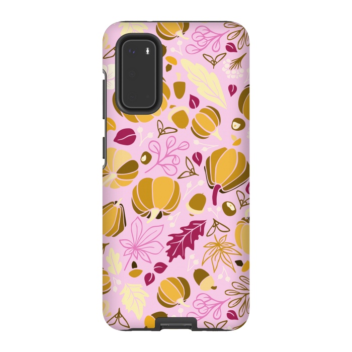 Galaxy S20 StrongFit Fall Fruits in Pink and Orange by Paula Ohreen