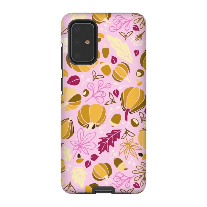 Galaxy S20 Plus StrongFit Fall Fruits in Pink and Orange by Paula Ohreen