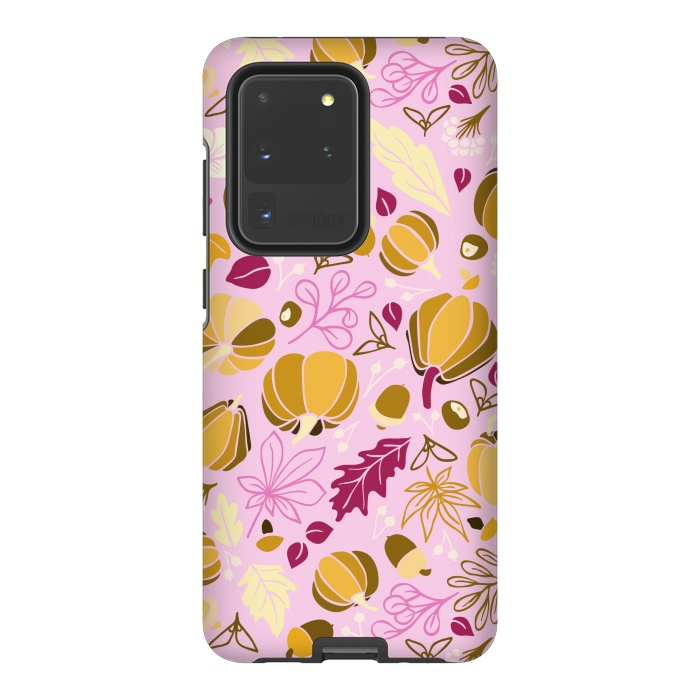 Galaxy S20 Ultra StrongFit Fall Fruits in Pink and Orange by Paula Ohreen