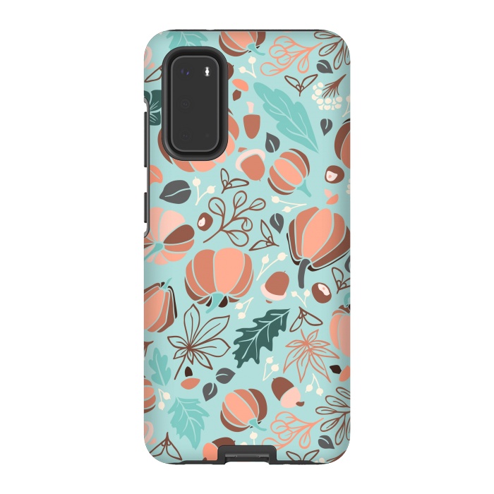 Galaxy S20 StrongFit Fall Fruits in Mint and Orange by Paula Ohreen