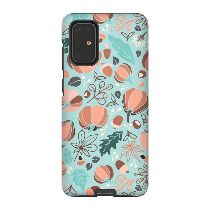 Galaxy S20 Plus StrongFit Fall Fruits in Mint and Orange by Paula Ohreen