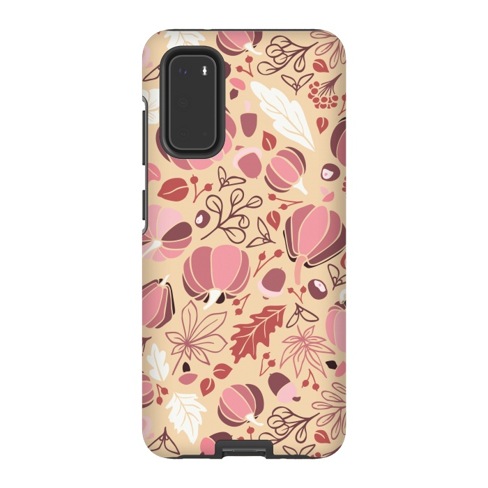 Galaxy S20 StrongFit Fall Fruits in Cream and Pink by Paula Ohreen