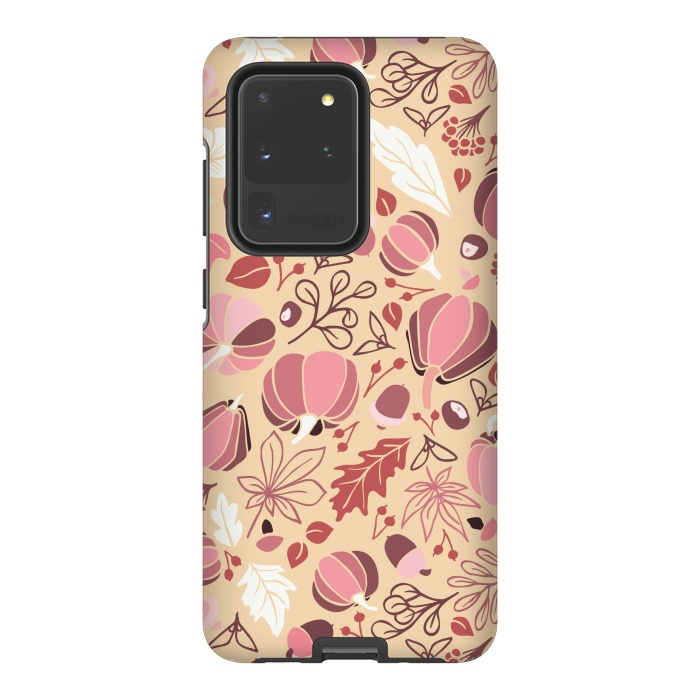 Galaxy S20 Ultra StrongFit Fall Fruits in Cream and Pink by Paula Ohreen