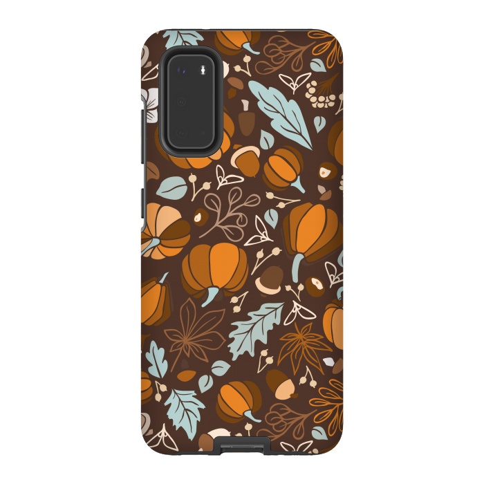 Galaxy S20 StrongFit Fall Fruits in Brown and Mustard by Paula Ohreen