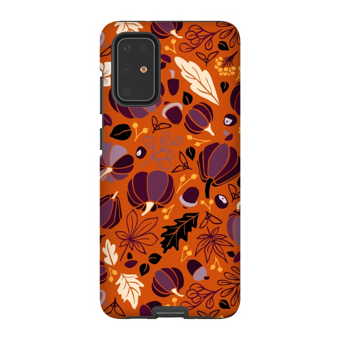 Galaxy S20 Plus StrongFit Fall Fruits in Orange and Purple by Paula Ohreen