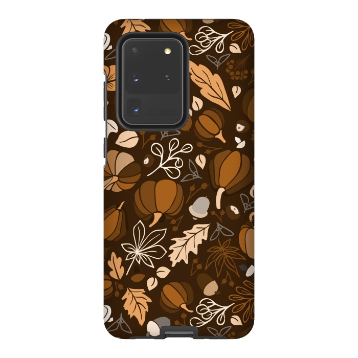 Galaxy S20 Ultra StrongFit Fall Fruits in Brown and Beige by Paula Ohreen