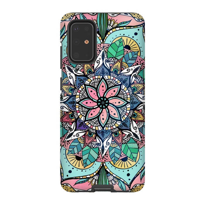 Galaxy S20 Plus StrongFit Bohemian Colorful Watercolor Floral Mandala by InovArts