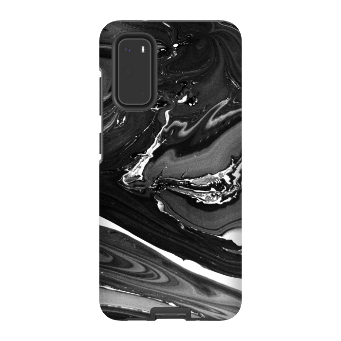 Galaxy S20 StrongFit black white minimal marble by haroulita
