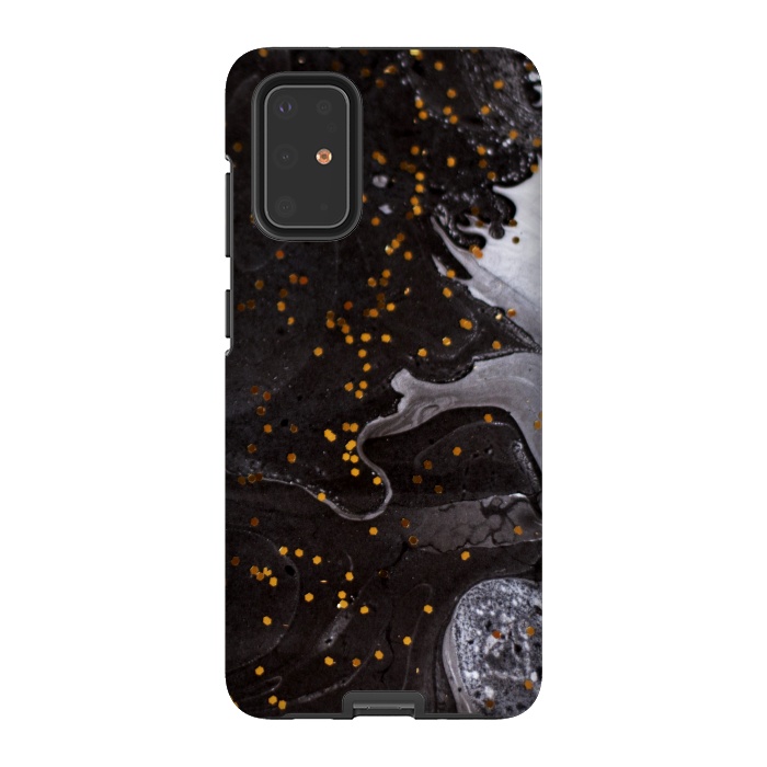 Galaxy S20 Plus StrongFit glitter marble black white by haroulita