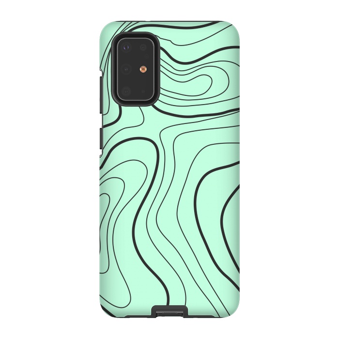 Galaxy S20 Plus StrongFit green abstract lines 2 by MALLIKA
