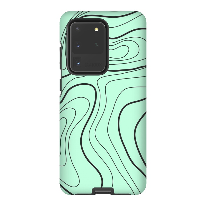 Galaxy S20 Ultra StrongFit green abstract lines 2 by MALLIKA
