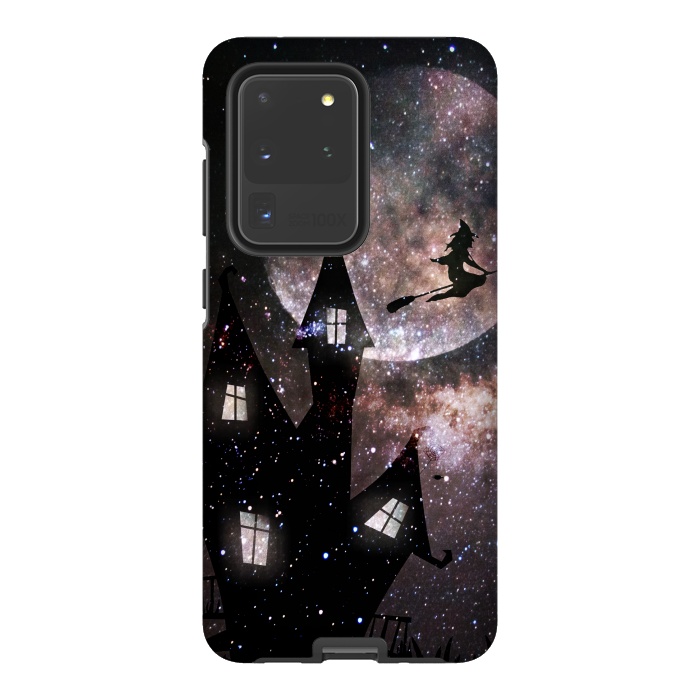 Galaxy S20 Ultra StrongFit Flying witch and dark house at night by Oana 