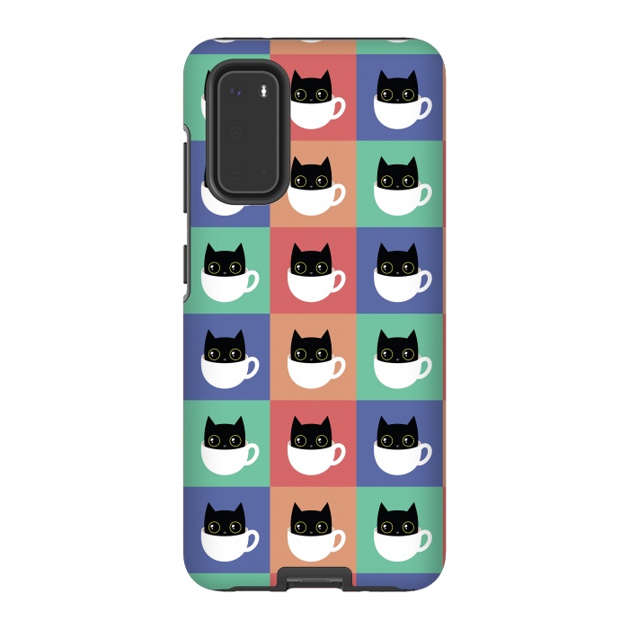 Galaxy S20 StrongFit Coffee  cat pattern by Laura Nagel