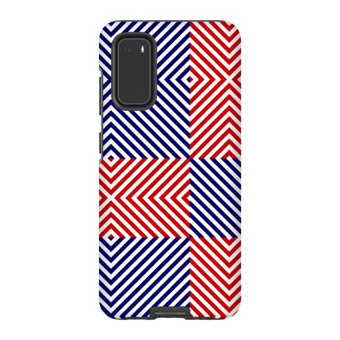 Galaxy S20 StrongFit Red Blue Crossing Diagonal Striped by TMSarts