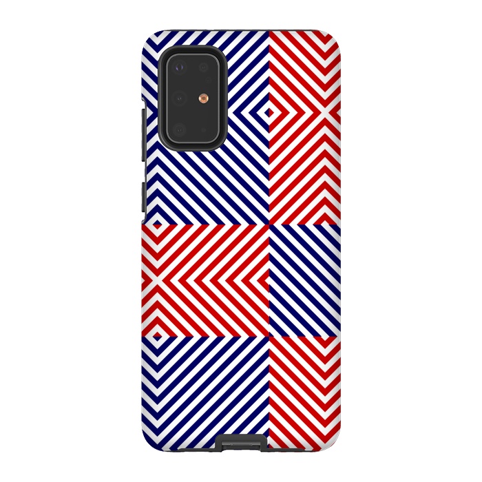 Galaxy S20 Plus StrongFit Red Blue Crossing Diagonal Striped by TMSarts