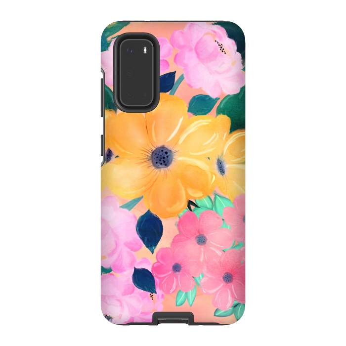Galaxy S20 StrongFit Cute Colorful Romantic Watercolor Flowers  by InovArts