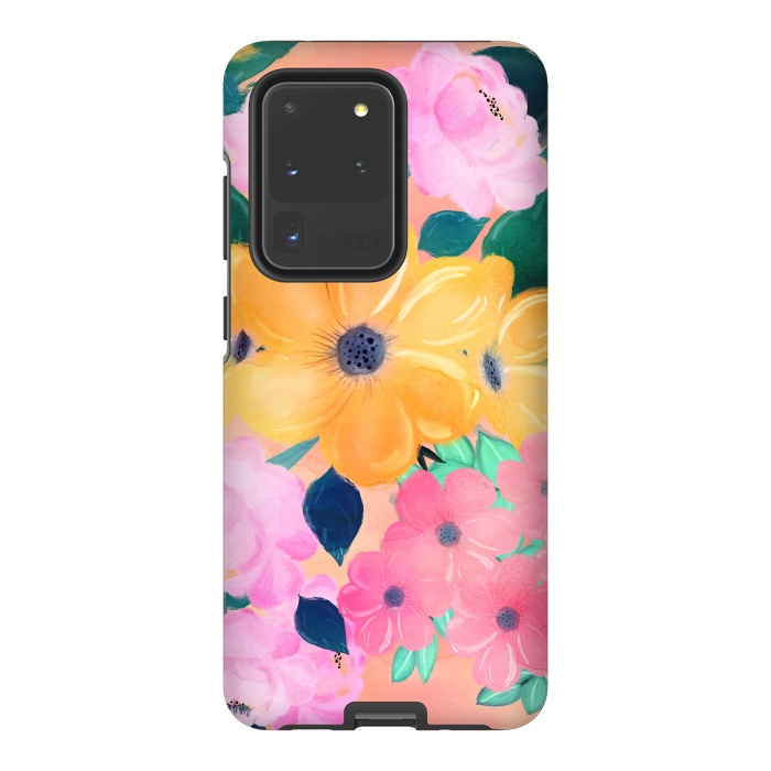 Galaxy S20 Ultra StrongFit Cute Colorful Romantic Watercolor Flowers  by InovArts