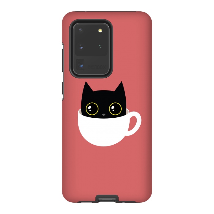 Galaxy S20 Ultra StrongFit Coffee cat by Laura Nagel