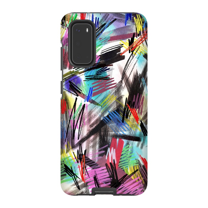 Galaxy S20 StrongFit Wild Colorful Scratches and Strokes  by Ninola Design