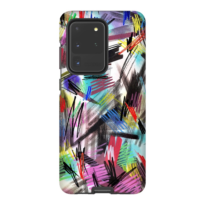 Galaxy S20 Ultra StrongFit Wild Colorful Scratches and Strokes  by Ninola Design
