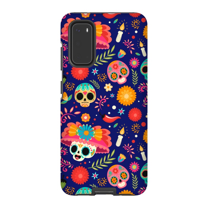 Galaxy S20 StrongFit SKULL FLORAL PATTERN 2  by MALLIKA