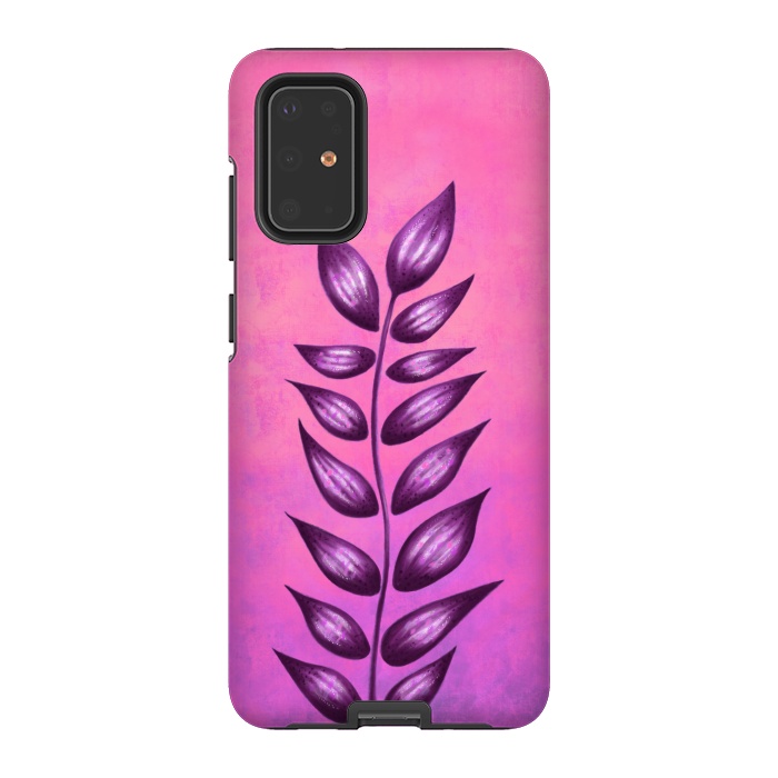Galaxy S20 Plus StrongFit Abstract Plant Surreal Botanical Art In Pink And Purple by Boriana Giormova