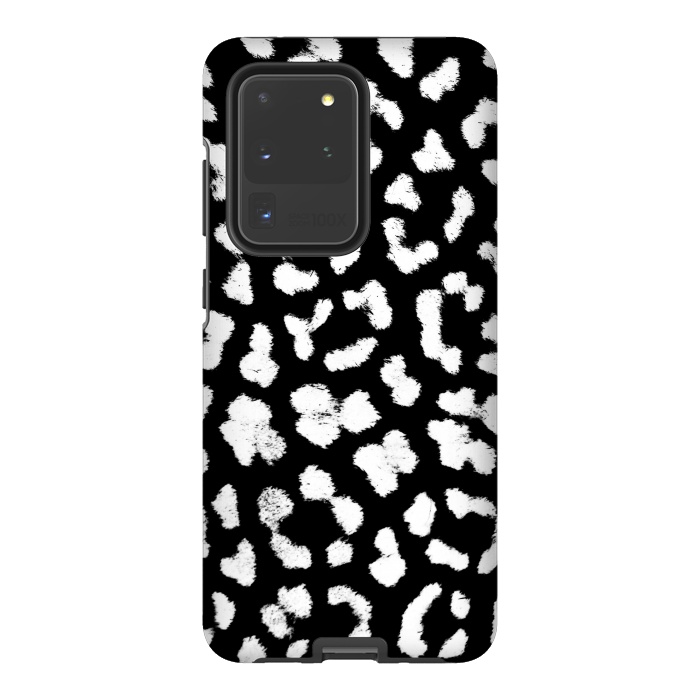 Galaxy S20 Ultra StrongFit Black and white leopard print brushed spots by Oana 