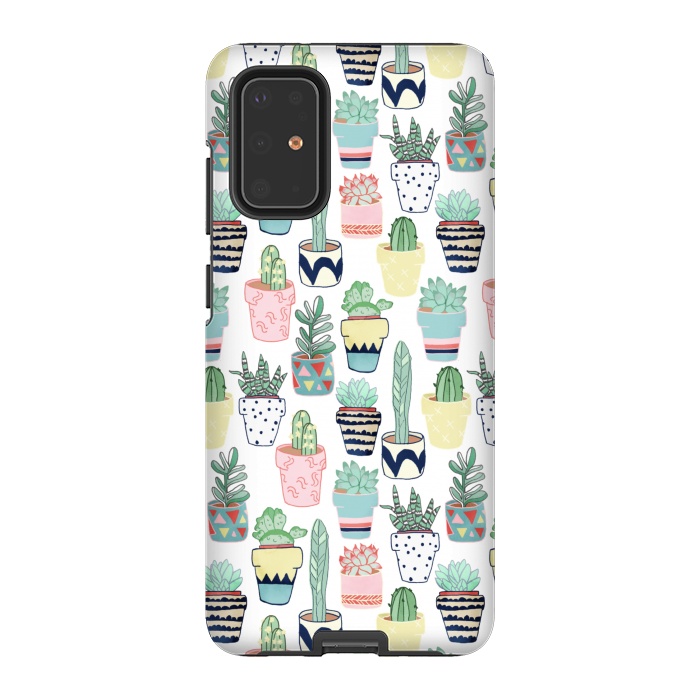 Galaxy S20 Plus StrongFit Cute Cacti in Pots by Tangerine-Tane